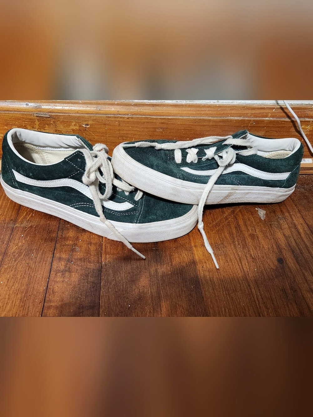 Vans Green Suede Old Skool Sneakers with White Stripe